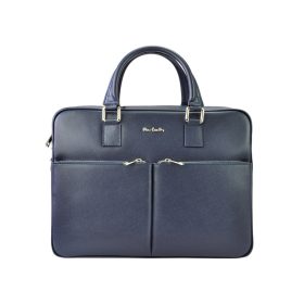   Pierre Cardin FRZ 1639 FRENZY kék uniszex bőr aktatáska, laptoptáska 15,6" 40 x 30 x 10 cm