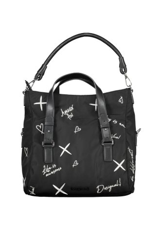 Desigual fekete mintás női kézitáska, válltáska 30 x 30 x 14 cm 