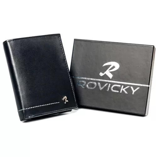 Rovicky N4-CMC fekete férfi bőr pénztárca 9.5 x 12.5 x 2.5 cm