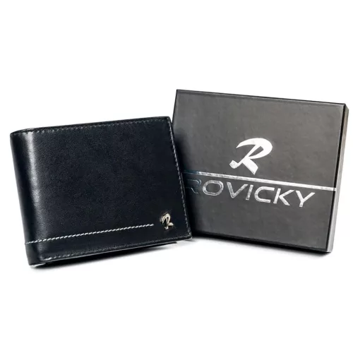 Rovicky N992-CMC fekete férfi valódi bőr pénztárca 12.5 x 9.5 x 3 cm