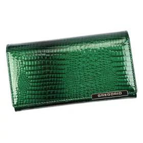   Gregorio GF114 zöld lakkbőr női pénztárca 17.5 x 9.5 x 3.3 cm