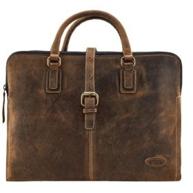   Giorgio Carelli antikolt, koptatott hatású bőr laptop táska, oldaltáska