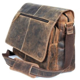   Giorgio Carelli: Nagyméretű  pull-up bőr oldaltáska, laptop táska 43 cm