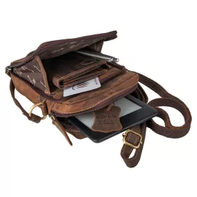   Giorgio Carelli barna bőr oldaltáska, crossbody 21 × 13 cm