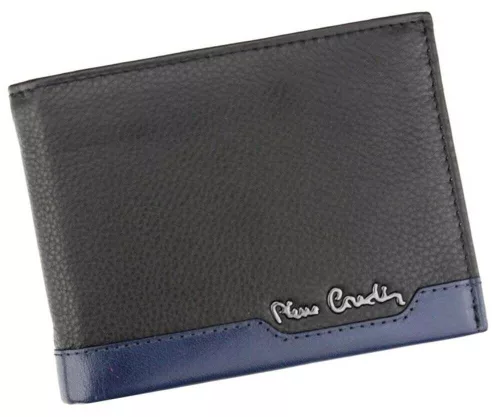 Pierre Cardin férfi bőr pénztárca, fekete-kék, RFID védelemmel, 12 × 9,5 cm