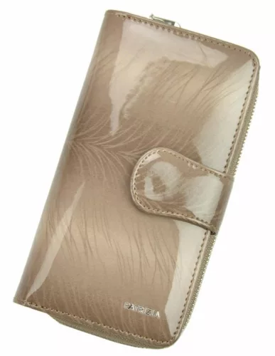 Patrizia FF-116 női mintás taupe színű bőr pénztárca, RFID 9,5 × 16,5 cm