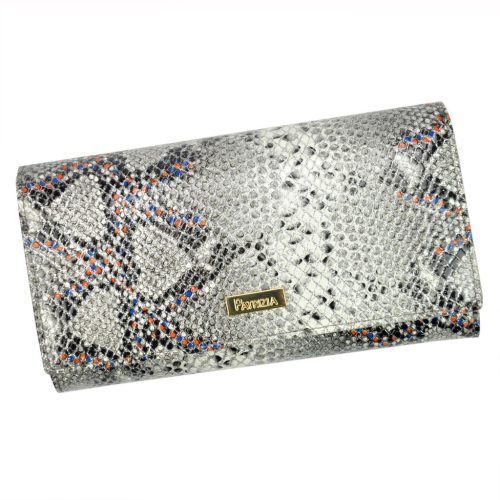 PATRIZIA SN-102 RFID szürke kígyóbőr mintás női bőr pénztárca 18.5 x 10 x 4 cm