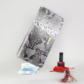   PATRIZIA SN-102 RFID szürke kígyóbőr mintás női bőr pénztárca 18.5 x 10 x 4 cm