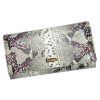 PATRIZIA SN-102 RFID szürke-pink kígyóbőr mintás női bőr pénztárca 18.5 x 10 x 4 cm