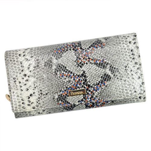 PATRIZIA SN-106 RFID szürke kígyóbőr mintás női bőr pénztárca 19 x 10 x 4 cm