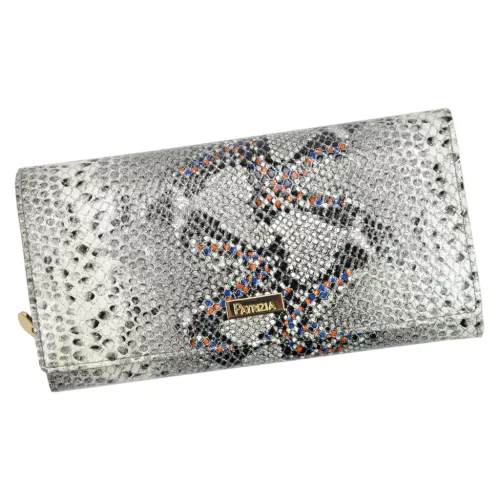 PATRIZIA SN-106 RFID szürke kígyóbőr mintás női bőr pénztárca 19 x 10 x 4 cm
