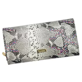   PATRIZIA SN-106 RFID szürke-pink kígyóbőr mintás női bőr pénztárca 19 x 10 x 4 cm