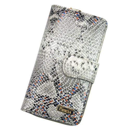 PATRIZIA SN-116 RFID szürke kígyóbőr mintás női bőr pénztárca 9.5 x 16.5 x 3.5 cm