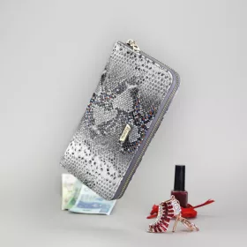   PATRIZIA SN-119 RFID szürke kígyóbőr mintás női bőr pénztárca 19.5 x 10.5 x 2.5 cm