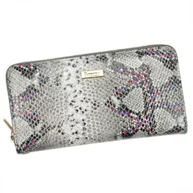   PATRIZIA SN-119 RFID szürke-pink kígyóbőr mintás női bőr pénztárca 19.5 x 10.5 x 2.5 cm