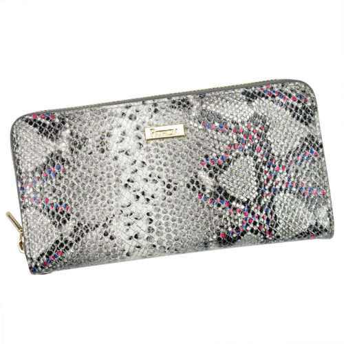 PATRIZIA SN-119 RFID szürke-pink kígyóbőr mintás női bőr pénztárca 19.5 x 10.5 x 2.5 cm