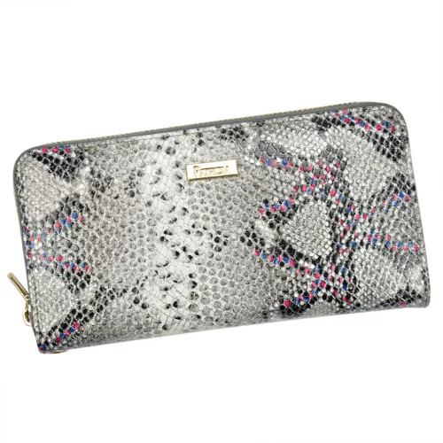 PATRIZIA SN-119 RFID szürke-pink kígyóbőr mintás női bőr pénztárca 19.5 x 10.5 x 2.5 cm