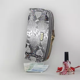   PATRIZIA SN-123 RFID szürke kígyóbőr mintás női bőr pénztárca 18.5 x 10 x 3.5 cm