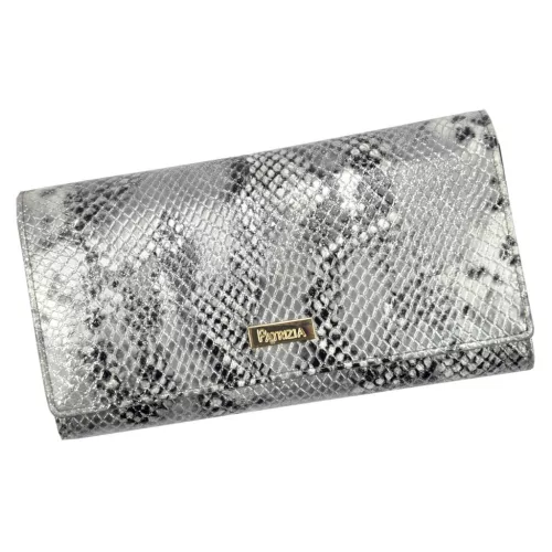 PATRIZIA SNR-102 RFID szürke kígyóbőr mintás női bőr pénztárca 18.5 x 10 x 4 cm