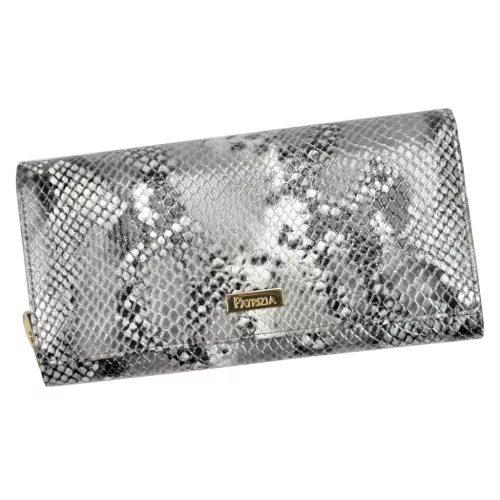PATRIZIA SNR-106 RFID szürke kígyóbőr mintás női bőr pénztárca 18 x 9 x 4 cm