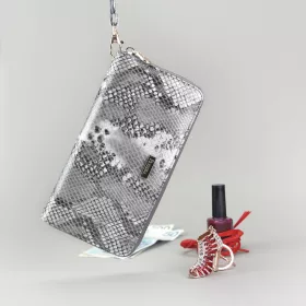   PATRIZIA SNR-119 RFID szürke kígyóbőr mintás női bőr pénztárca 20 x 10 x 2.5 cm