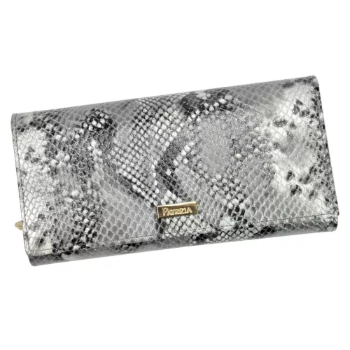 PATRIZIA SNR-122 RFID szürke kígyóbőr mintás női bőr pénztárca 19.5 x 10 x 4 cm