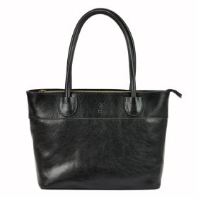   Florence 12 fekete női bőr válltáska, shopper 40 x 27 x 16 cm