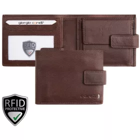   Giorgio Carelli féfi barna bőr átfogópántos pénztárca, 11,5×9 cm,  RFID