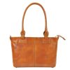 Florence 18 konyak női bőr shopper táska, válltáska 40 x 24 x 10 cm 