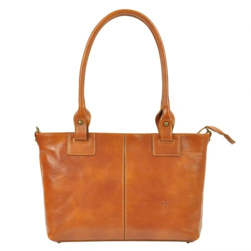Florence 18 konyak női bőr shopper táska, válltáska 40 x 24 x 10 cm 