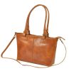 Florence 18 konyak női bőr shopper táska, válltáska 40 x 24 x 10 cm 