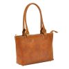 Florence 18 konyak női bőr shopper táska, válltáska 40 x 24 x 10 cm 
