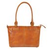 Florence 18 konyak női bőr shopper táska, válltáska 40 x 24 x 10 cm 