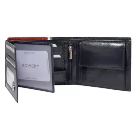   Rovicky fekete-piros férfi bőr pénztárca RFID védelemmel 12×9,5 cm