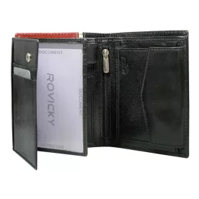   Rovicky 326-RBA-D RFID fekete-piros férfi bőr pénztárca 10 x 12.5 x 2 cm