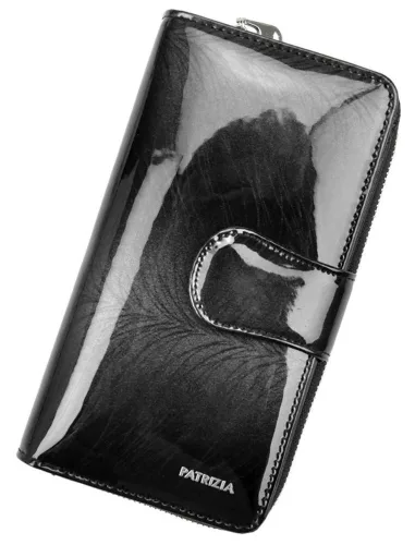 Patrizia FF-116 RFID női, mintás sötétszürke bőr pénztárca, RFID 9,5 × 16,5 cm