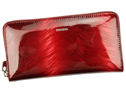 Patrizia FF-119 mintás, piros női lakkbőr pénztárca 19,5 × 10,5 cm