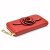 Eslee F8888 zöld rávarrt virágos női rostbőr pénztárca 19.2 x 10 x 4 cm