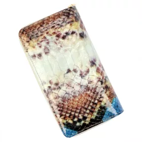   PATRIZIA VL-116 RFID kék kígyóbőr mintás női bőr pénztárca 9.5 x 16.5 x 3.5 cm