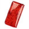 Patrizia FL-116 női virágmintás piros lakkbőr pénztárca 10 × 17 cm