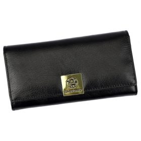   Gregorio GS-100 nagyméretű, fekete női bőr pénztárca 18,5 × 9,5 cm