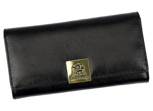 Gregorio GS-100 nagyméretű, fekete női bőr pénztárca 18,5 × 9,5 cm