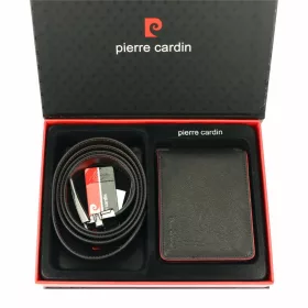   Pierre Cardin ZG-78-BR bőr öv, bőr pénztárca ajándék szett 125 cm