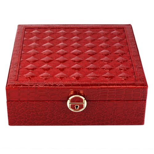 PATRIZIA BEAUTY-20097 bordó női rostbőr ékszerdoboz 26 x 8.5 x 25.3 cm