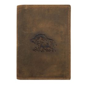   Giorgio Carelli barna bőr igazolványtartó vaddisznó lenyomattal 17×12,5 cm