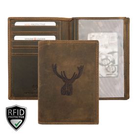   Giorgio Carelli barna bőr igazolványtartó szarvas fej lenyomattal 17×12,5 cm