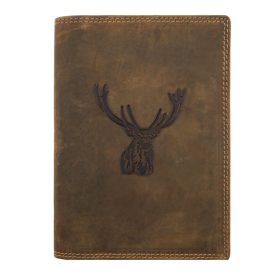   Giorgio Carelli barna bőr igazolványtartó szarvas fej lenyomattal 17×12,5 cm
