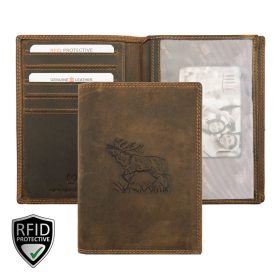   Giorgio Carelli nagyméretű barna bőr irattartó szarvas lenyomattal 17×12,5 cm