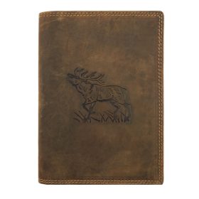   Giorgio Carelli nagyméretű barna bőr irattartó szarvas lenyomattal 17×12,5 cm