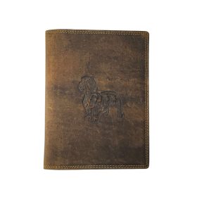   Giorgio Carelli nagyméretű barna bőr irattartó tacskó lenyomattal 17×12,5 cm